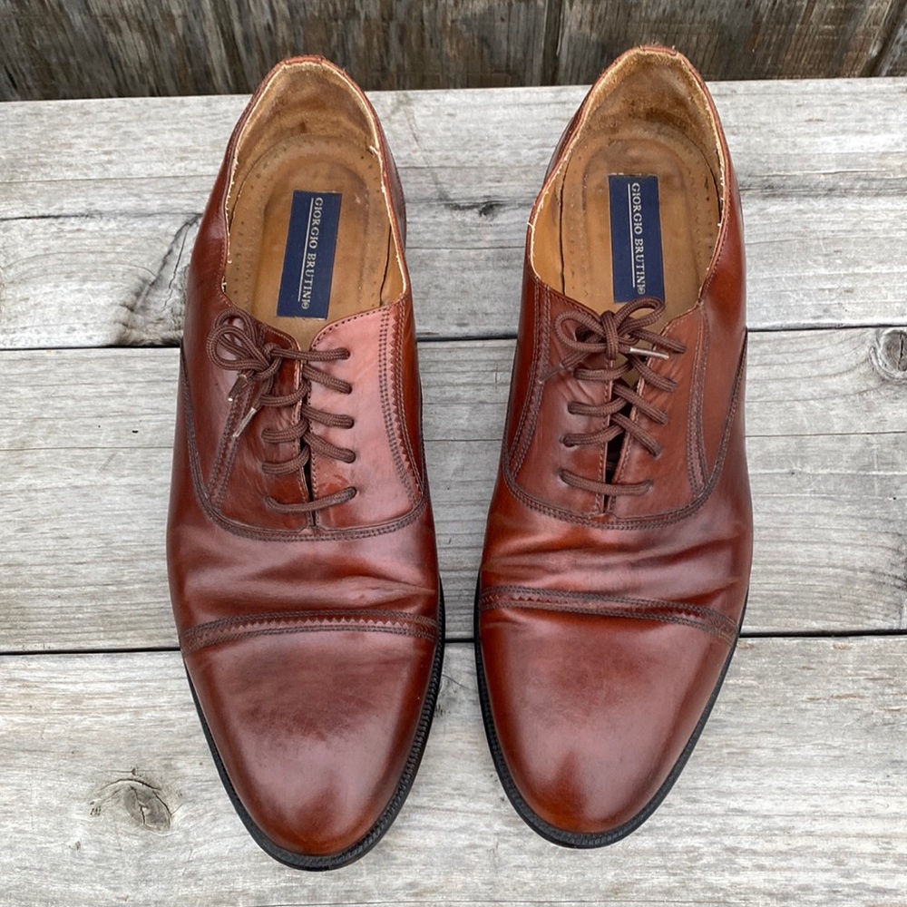 Giorgio Brutini Brown Leather Oxford Dress Shoes Size 13